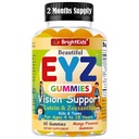 BrightKids Eye Health Gummies for Kids & Teens - Lutein & Zeaxanthin Vision Support - Vegan, Non- GMO Eye Vitamíny pro čas obrazovky - Chutné Mango Flavor - 60 Gumy
