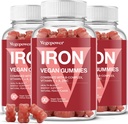 Železné žvejkačky doplňky pro ženy a děti - Multivitamin se železem pro kyslík v krvi, Great Ochutnávání Gummy Vitamíny s vitamínem C pro Max Absorpce - Vegan Chewable, Peach Flavor (3 balení)