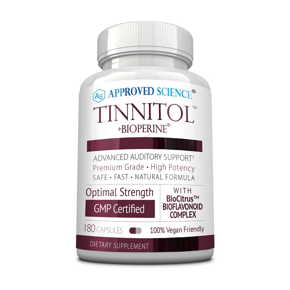 Schválený vědecký Tinnitol - Tinnitus Support Supplement - Ease Ringing in The Ears - Boost Inner Uar Health - 1 láhev - 3 měsíční dodávky - Made in USA
