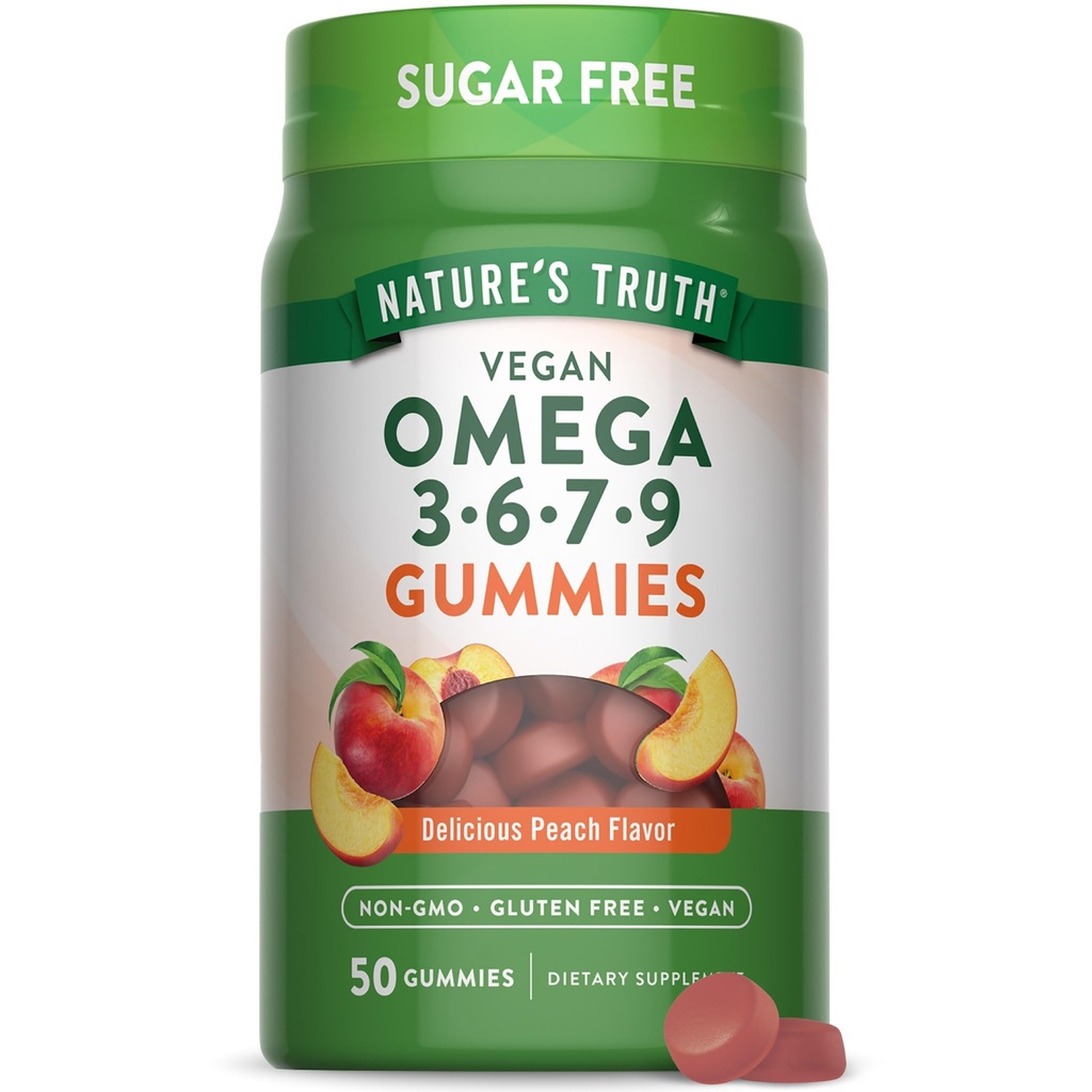 Nature 's Truth Vegan Omega 3679 Gumy 124; 50 hrabě 124; Peach Flavor 124; Non- GMO & gluten zdarma dodatek