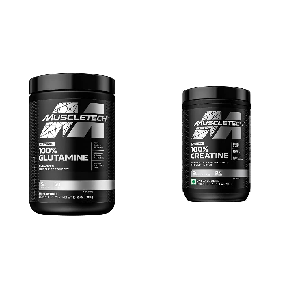 MuscleTech Creatine Monohydrát Prášek Platinum Čisté Mikronizované Muscle Recovery + Builder & owder 100% Čisté L glutamin prášek