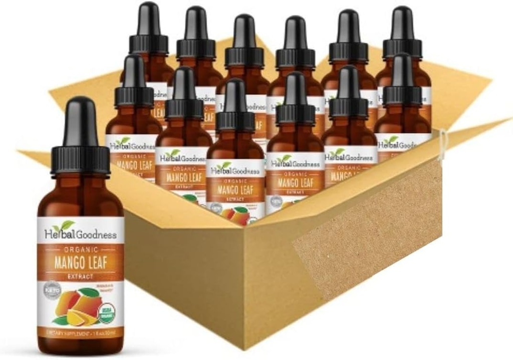 Herbal Bohemia Mango Leaves Extract Organic - Mangifera Indica - Metabolismus, Gut, Imunita, Podpora trávení, General Wellness - 12 (1oz) btls - Kosher - Made in USA