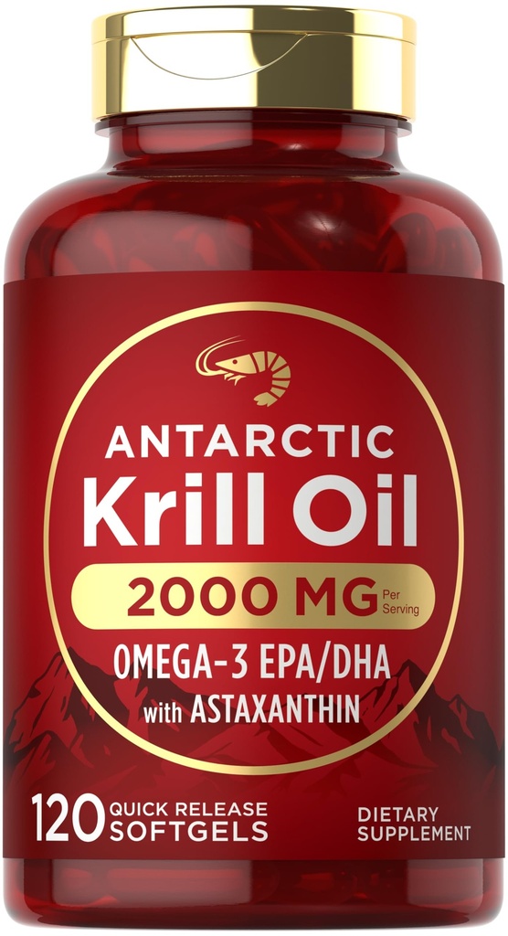 Carlyle Antarktida Krill Oil 2000mg Oil 124; 120 Softgels Omega33 EPA, DHA, s doplňkem Astaxanthin Sourced from Red Krill Oil 124; Maximální síla Omega33 EPA; Laboratorní testování