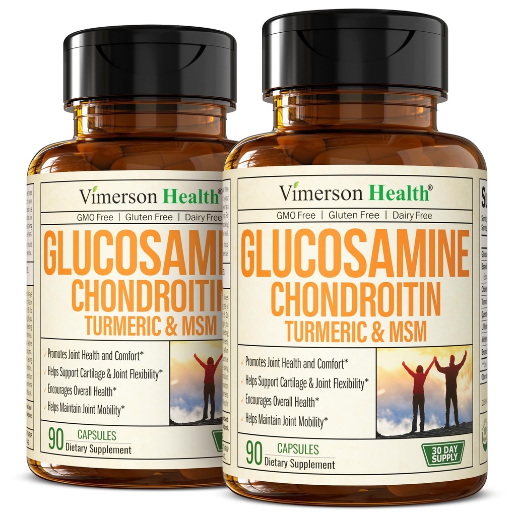 Glucosamine Chondroitin MSM - Společná podpora pro ženy a muže s Glucosamine Sulfath 1500 mg, Chondroitin a MSM - pro chrupavku, společné zdraví a flexibilitu - 2 Pack