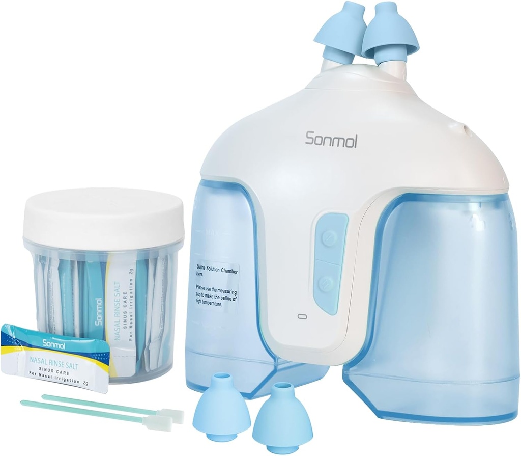 Nasal zavlažovací systém s 50 Salt Packets (Blue), Sinus Rinse Machine, Čistič nosu pro Sinus Adult, Nose Washer Nasal Rinsing Sinus Relief Machine
