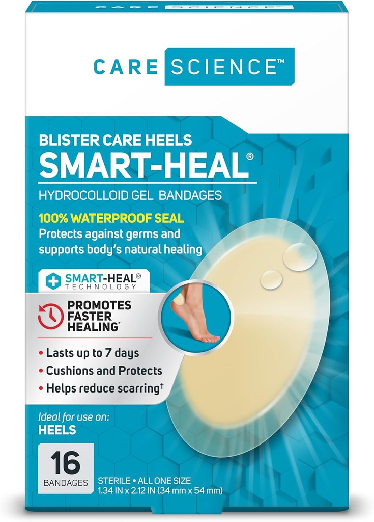 Care Science Smart Heal Hydrocoloid Gel obvazy pro podpatky, 1.3 v x 2.1 in, 16 Počet
