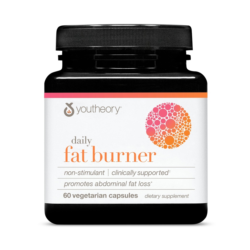 Youtheory Daily Fat Burner - Podporuje složení a metabolismus těla - s Citrus Fruit Blend, Chromium & Cayenne Extract - Gluten, Soy & Dairy Free - 60 Vegetariánské kapsle