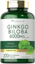 Carlyle Ginkgo Biloba Pills 124; 6000mg FLAVIS 124; 200 Tobolky 124; s Bacoba Extract FLAVIS 124; Extra Strength, Non- GMO a gluten zdarma bylinný dodatek