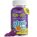 Železo s vitaminem C & B12 Gummies (120 Počet) Vital pro tvorbu červených krvinek 124; Gum Drop Grape Real Pectin Ovoce Chew doplňky 124; Vegan, Non- GMO, Gluten Free & Želatina zdarma