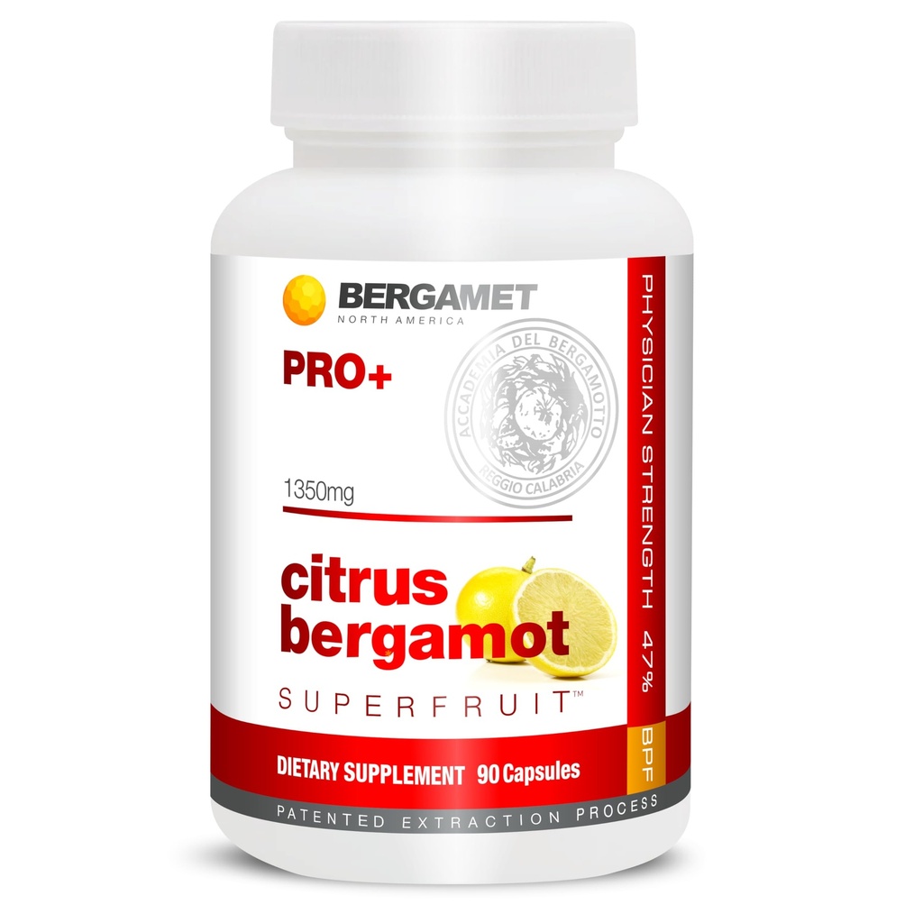 BergaMet Citrus Bergamot SuperFruit PRO + dodatek, 200: 1 Extract, 1350mg, 80% polyfenoly, Olive Leaf Extract, 47% BPF, World 's Strongest, 90 Kapsle, Backed by Clinical Studies, Made in USA