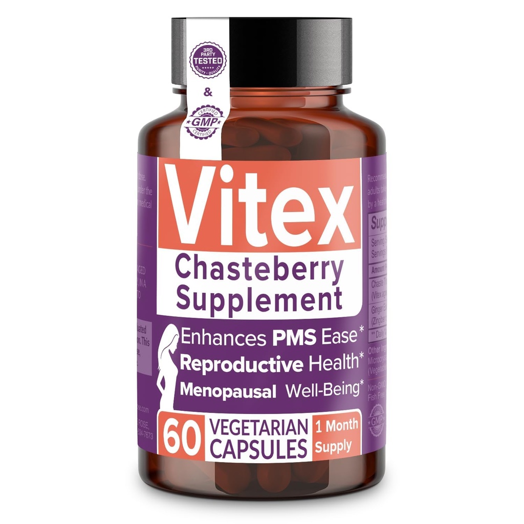 Inovativní Rose Vitex Chasteberry Supplement pro ženy, 1000 mg - Chaste Tree Berry for Hormon Balance, Fertility & PMS Support, Regulation Cycles - 60 Kapsle
