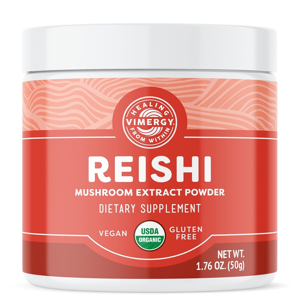 Viméries Reishi Powder - Superfood Cellular Support * - Výhody imunitní zdraví * - USDA Certified Organic, Vegan, Paleo- Friendly, Gluten- Free - 33 Služeb
