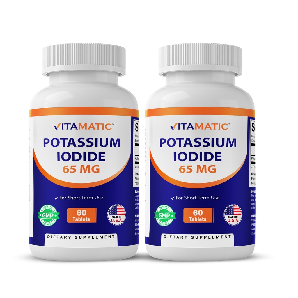 Vitamatic Draslík Iodide 65 mg na jedno podání - 60 tablet - Podpora štítné žlázy - KI pilulky (60 Počet (Balení po 2))