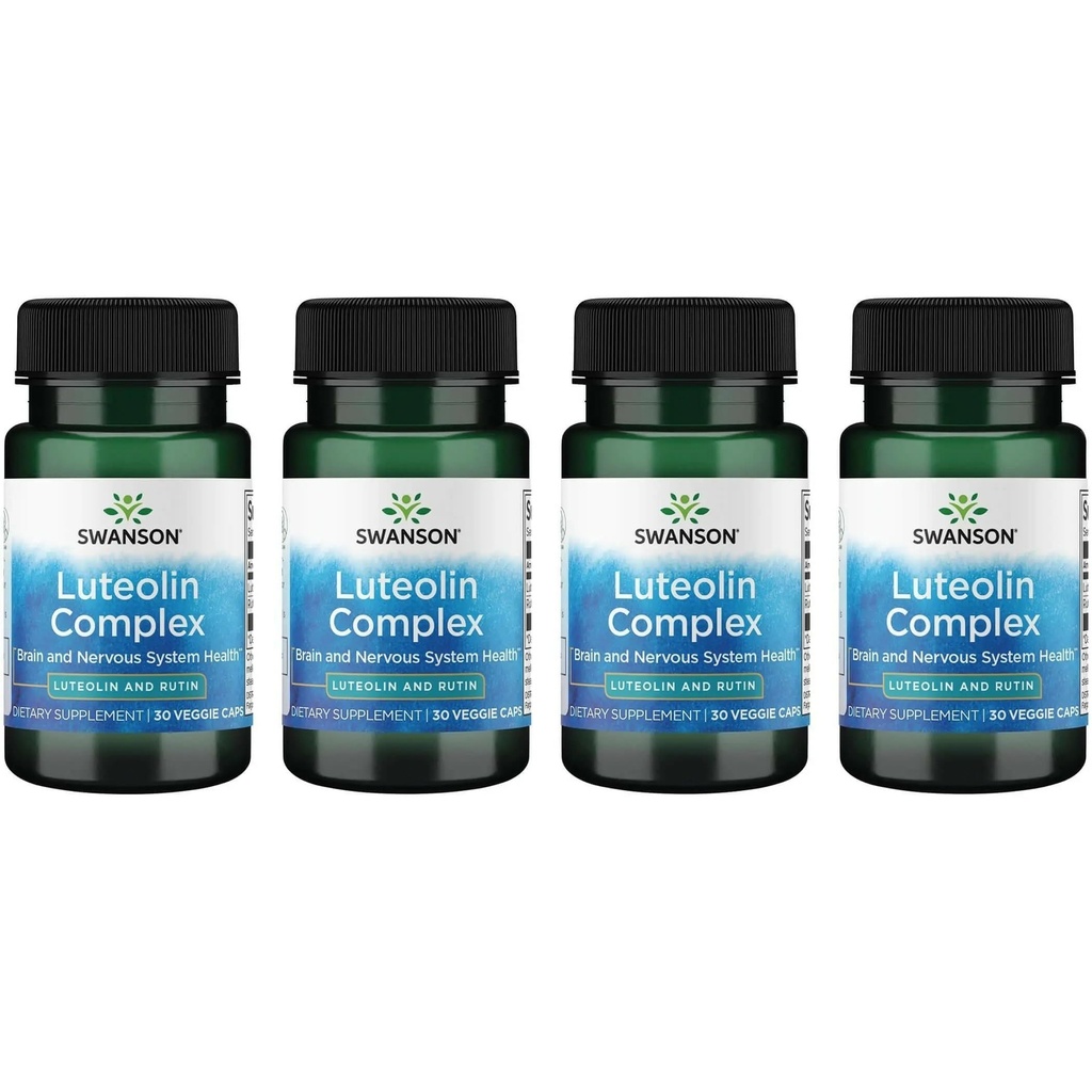 Swanson Luteolin Complex w / Rutin - Mozek Support Supplement Podpora paměti, nálada a kognitivní zdraví - Přírodní vzorec pomoci udržet nervový systém - (30 Veggie Kapsle) 4 Pack