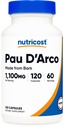 Nutricost PAU D 'Arco Inner Bark 1100mg, 120 Vegetariánských kapslí (60 Serv) - Non- GMO & gluten zdarma