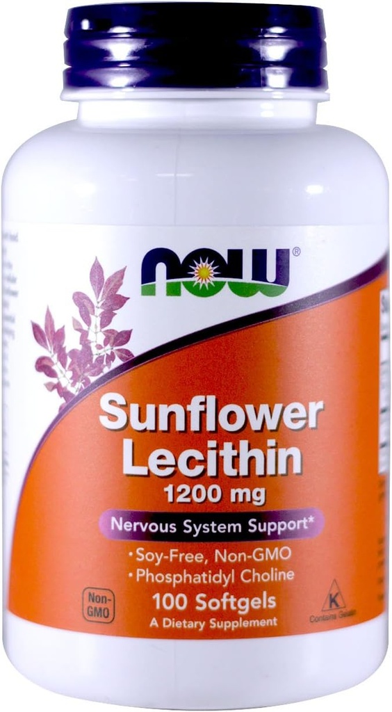 Nyní Potraviny Slunečnice Lecitin Non- GMO, 1200mg, 100 Sgels (2 balení)