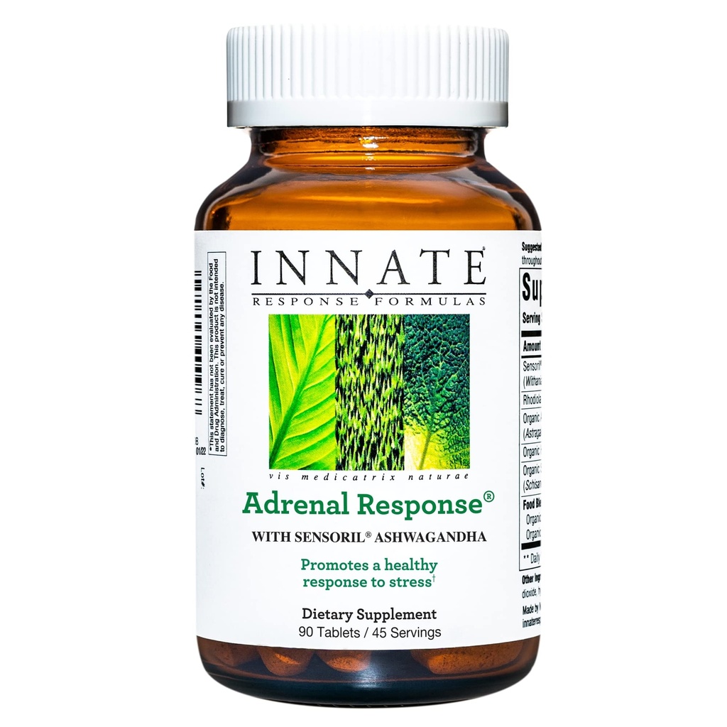 INNATE Response Applicas - Adrenal Response Bylinný dodatek - S Ashwagandha - Promotes Optimal Stress Response - Non- GMO, Vegetariánské, a vyrobené bez 9 potraviny alergeny - 90 Tablety (45 Služeb)