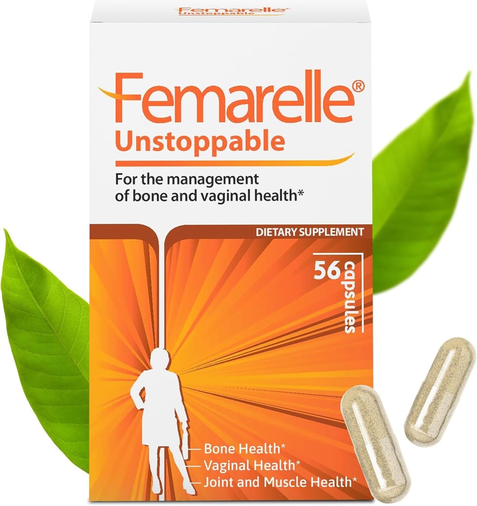 Femarelle ® nezastavitelný -Dietní dodatek pro ženy - Podpůrné kosti, svaly a klouby & Vaginální zdraví - 56 Kapsle - Non- Hormonální - Klinicky Studium