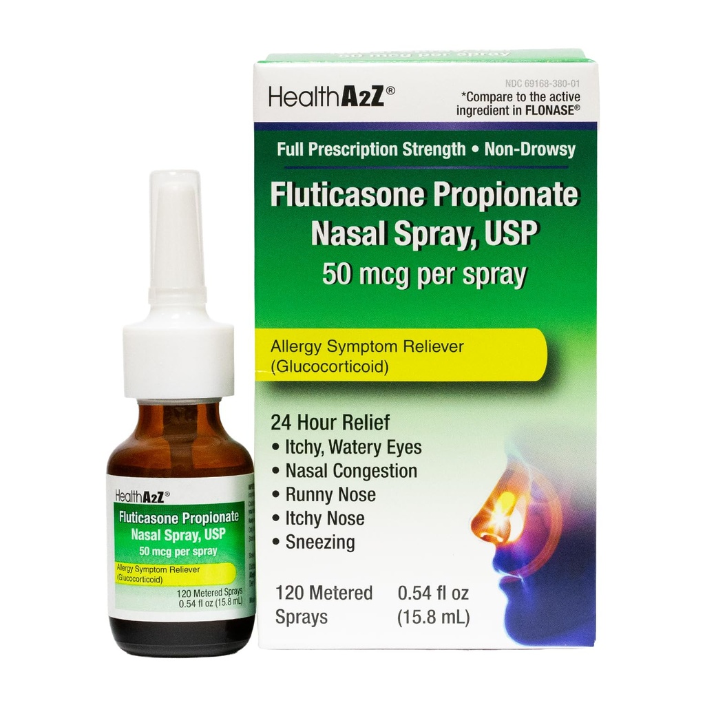 HealthA2Z Flutikason- propionát Nasal Spray, 24 hodinová alergie Relief, 120 Sprays, 0, 54 fl oz