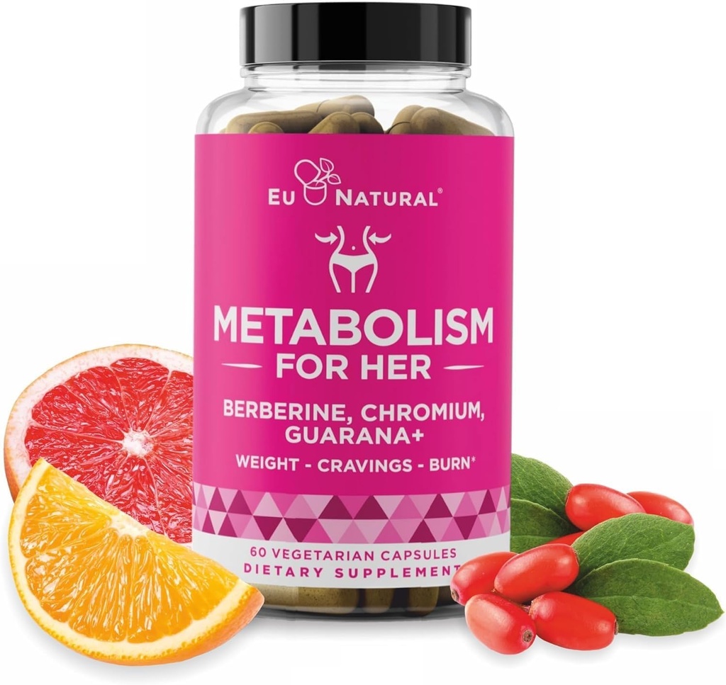 Metabolismus pro ni - Podpora appetite & metabolismus pro ženy - Cukrová chuť, snížení kalorického příjmu a podpora pocity plnosti - Berberine, Pikolinát chromitý & Guarana - 60 Veg Kapsle