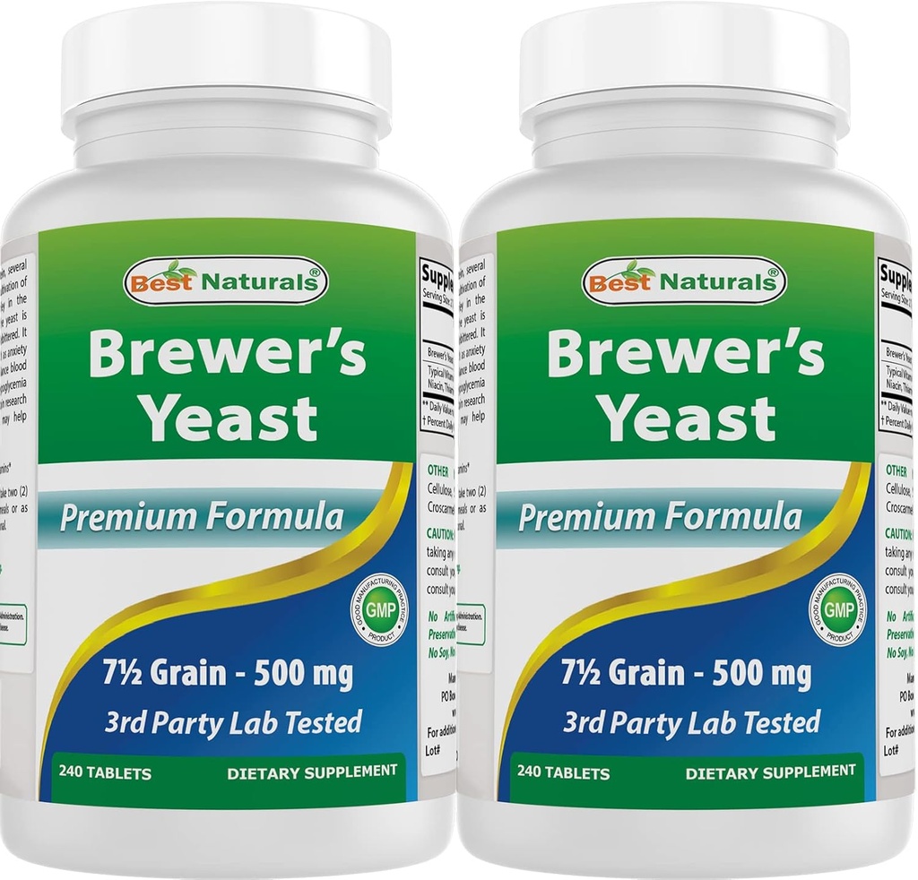Nejlepší naturals, Brewers kvasinky, 7-1 / 2 Zrna s vitamínem B1, Vitamin B2, 1000 mg 240 tablet (240 Počet (balení po 2))