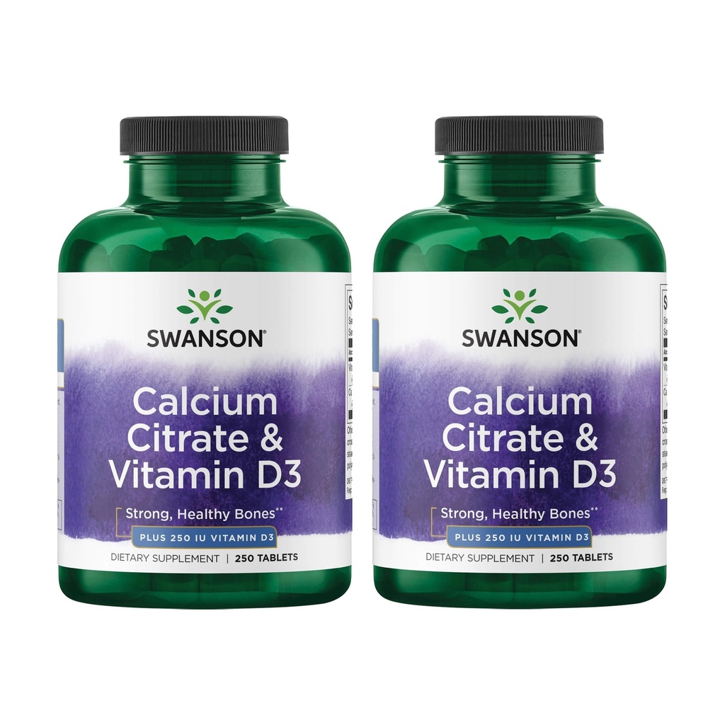 Swanson vápník Citrát a vitamín D3 250 Tabs (2 balení)
