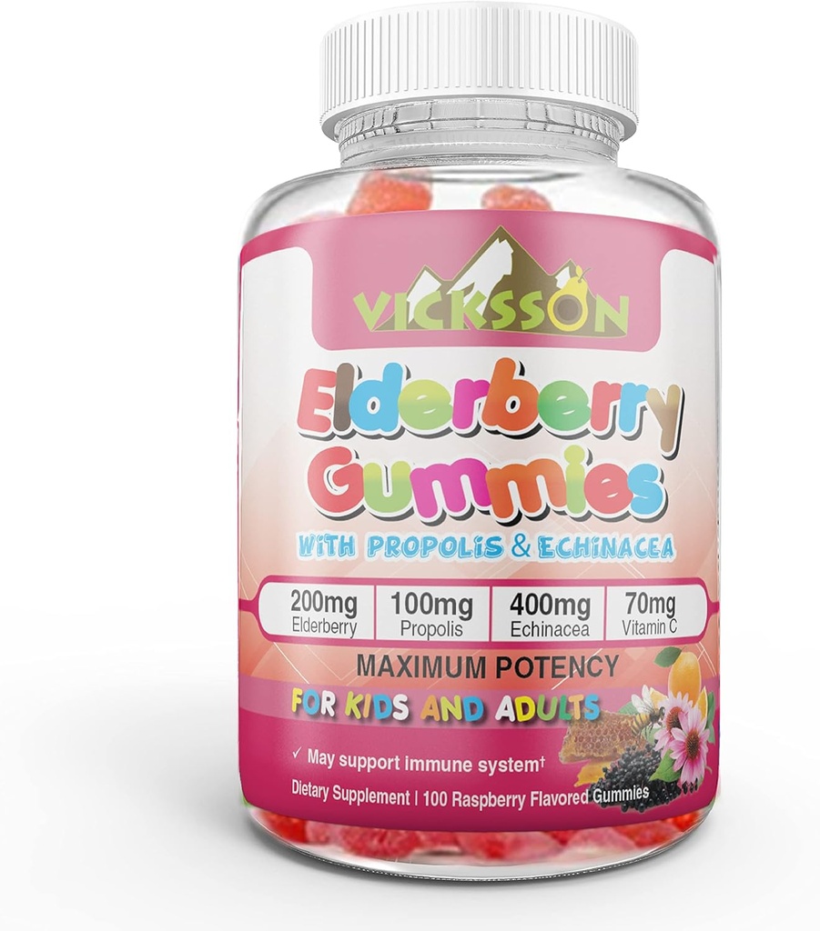 Black Sambucus Elderberry Gummies s Propolis & Echinacea + Vitamin C Antioxidant Flavonoids Imunitní systém Booster pro Kid & Dospělý Vegan Friendly 124; Malina ochucené. Počet