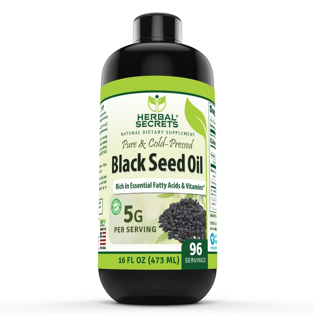 Bylinné tajemství Black Seed Oil Supplement 124; 16 Oz Supple124; 5 G per Serving Supplementary 124; Non-GMO Supplementary 124; Gluten- Free Supplementary 124; Made in USA
