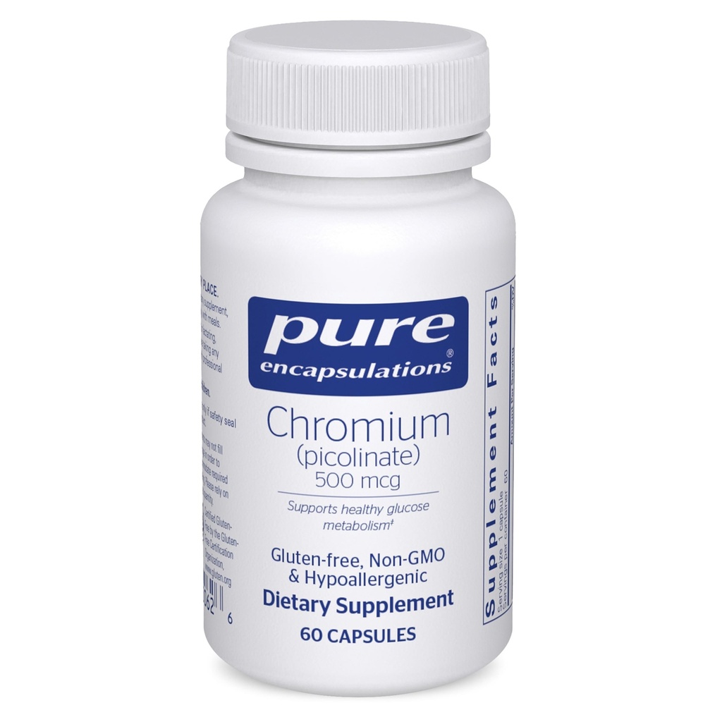 Čisté enkapsulace Chromium (Pikolinát) 500 mcg - pro lipidový a karbohydrát metabolismus * - Minerální dodatek - Superior Absorpční chromitý dodatek - Vegan & gluten zdarma - 60 Kapsle