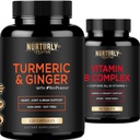 Vitamin B komplexní a kurkumin kurkumin s BioPerine & Ginger - Obsahuje všechny esenciální B vitaminy - B1, B2, B3, B5, B6, B7, B9, B12 a Biotin - vysoce absorpční turmerické doplňky