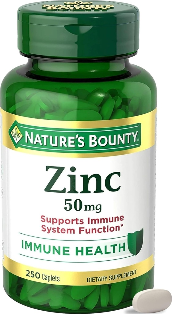 Příroda je Bounty Zinek 50mg, imunitní podpora a antioxidant dodatek, podporuje zdraví pleti, 1 kaplet per day, gluten zdarma, 250 Vegetariánské Caplet
