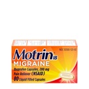 Motrin IB Migréna Relief Liquid Gel Kapsle s 200 mg Ibuprofen per Capsule, Fast & Efektivní Migréna Bolest hlavy Medicine s NSAID Pain Reliever Ibuprofen, Caffeine- Free, 80 ct