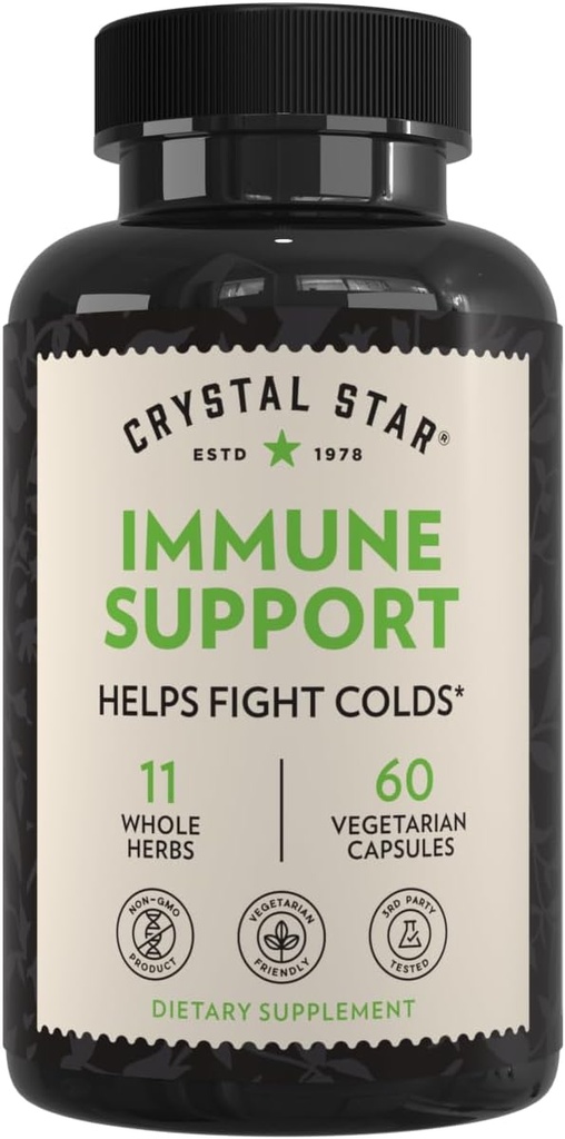 Krystal Star Imunitní Supplement (60 Kapsle) - Bylinný imunitní Booster pro proaktivní Multi- System Defense - Echinacea, Goldenseal, Yarrow & Elecampane - Non- GMO