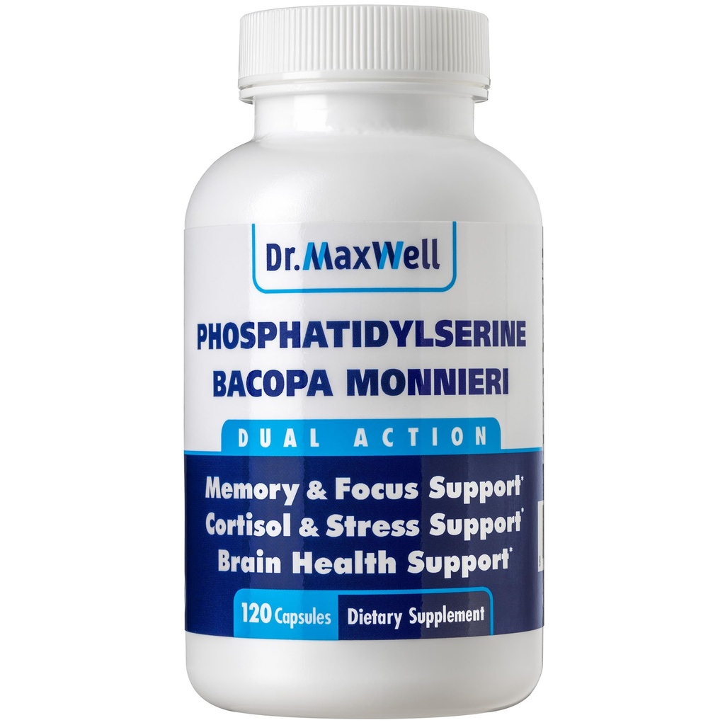 Fosfatidylserine & Bacopa Monnieri, lepší než každý sám. Fosfatidylserine dodatek 300mg, No Fillers, Soy Free, 2in1, 120 Kapsle. Podpora paměti