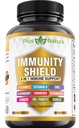 9- in-1 Imunitní podpora Vitamin C (1000mg), Vitamin D3 (5000 IU), Zinek (22mg) s Elderberry, Turmeric, Echinacea, Ginger, Česnek a Pre + Pro-Biotic per Serving (120 čepice na láhev - 2 měsíce dodávky)
