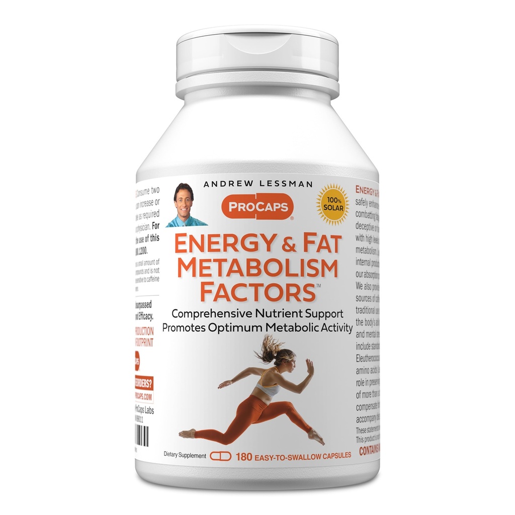 ANDREW LESSMAN Energy and Fat Metabolismus Faktory 180 Kapsle - Podporuje optimální spalování tuků a energie metabolismus, s karnitin, zelený čaj, guarana, ženšen, B- komplex. Snadno spolknout tobolky