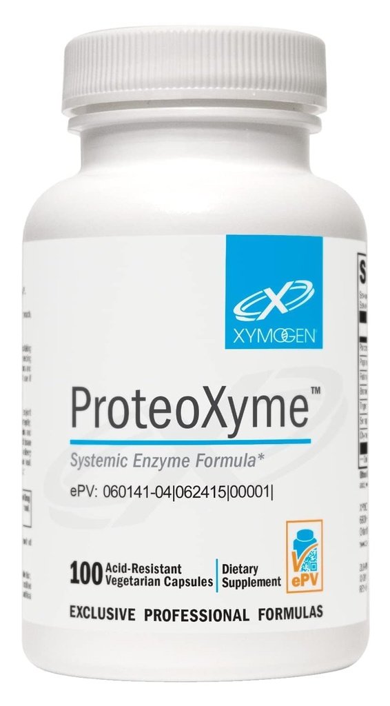 XYMOGEN ProteoXyme - Pankreatické enzymy, Serrapeptáza, Rutin, Papain & Bromelain - Určeno pro podporu integrity tkání a rovnováhy zdravého imunitního systému (100 Acid- Resistent Kapsle)