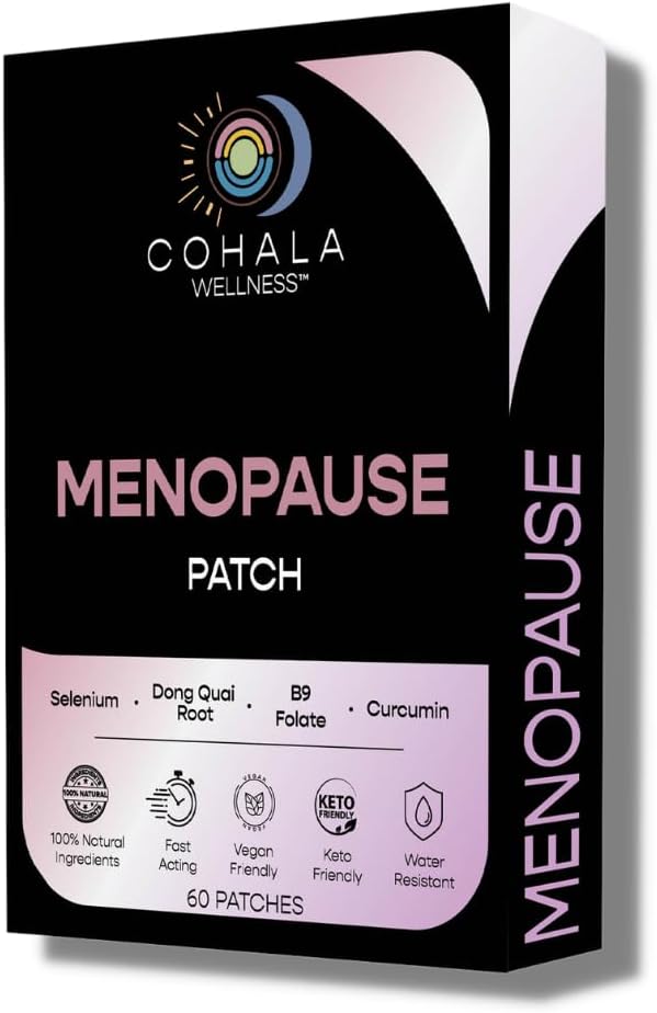 Menopauza Relief Patch (60 Day Supply) - Dong Quai Root, Selen, Curcumin, Folát - 60 Záplaty