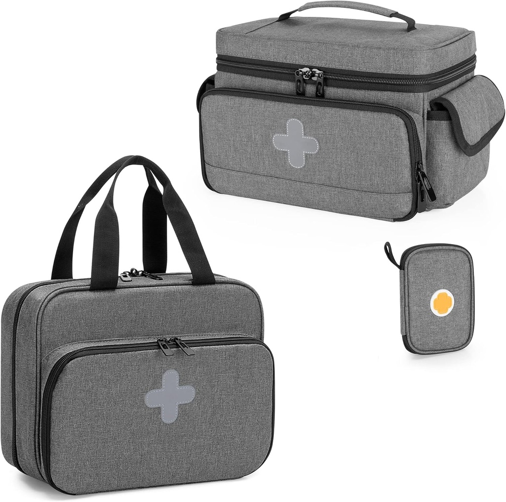 CURMIO Medicine Storage Bag Prázdný, Uzamykatelné Pill Láhev Organizátor s přenosné zip Pouches pro první pomoc kity, Medicine Box pro domov a cestování