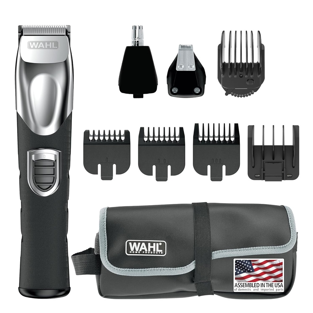 Wahl USA Dobíjecí lithium Ion Vše v jednom vousu trimmer pro muže s Detail a ušní a nosní vlasové trimmer doplněk - Model 9854-600B