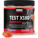 Force faktor test X180 Gummies Testosteron Booster pro muže s Tongkat Ali, Horny Kozí Tráva, Tribulus Terrestris, Fenugreek, & Black Maca, dodatek muži, Berry Punch, 60 Gummies, 1-Pack