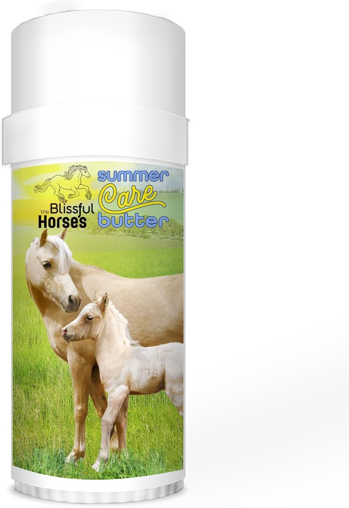 Požehnané koně Letní péče Sun Máslo, Jemný kůň opalovací krém, Easy- to- Aplikujte Equine Sunblock Solution, Must- Horse Essentials for All Day Sun Protection, 2 oz.