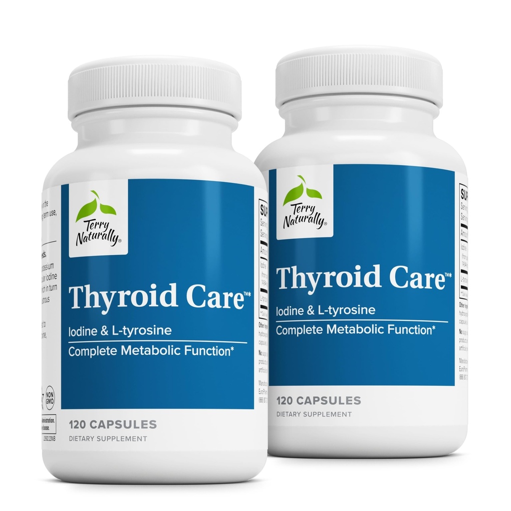 Terryho přirozeně štítné žlázy - Imunitní zdravotní a energetická podpůrná formule - Nutriční dodatek s jódem pro štítnou žlázu - Wellness dodatek s L-Tyrosin - 120 Kapsle (Balení po 2)