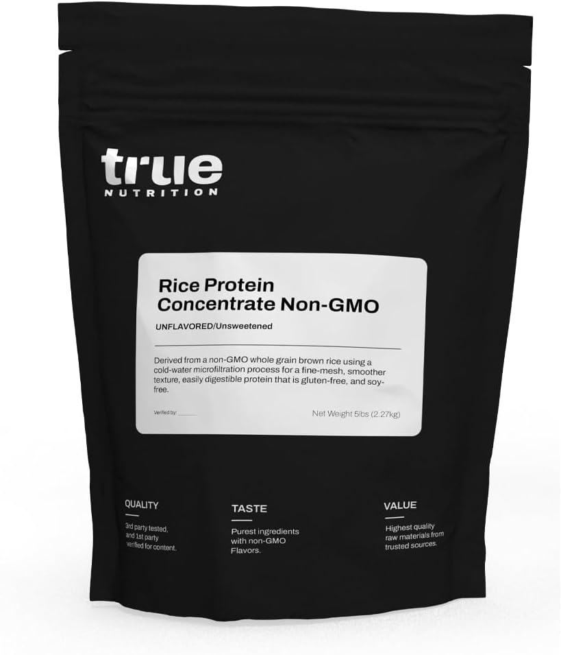 Pravá výživa - koncentrát z rýžového proteinu - Mikrofiltrace studené vody, Bezlepkové, Soy Free, Beztučné mléčné mléko, Non- GMO proteinový prášek - Neochucené - 5LB