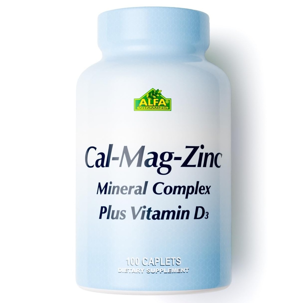 ALFA VITAMINS vápník, hořčík, zinek plus vitamin D3, podporuje zdraví kostí, imunitní funkci a výrobu energie, 300mg vápníku, 133mg hořčíku, 5mg zinku, 133 IU vitaminu D3, 100 tablet