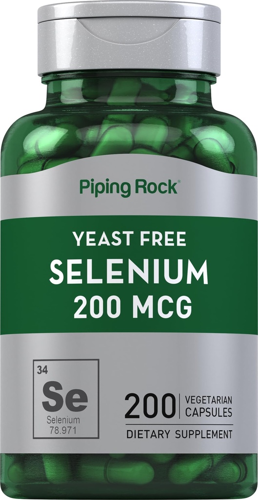 Piping Rock Yeast Free Selenium 200mcg Duplica124; 200 Kapsle 124; Vegetariánský dodatek Duplica124; Non- GMO, gluten Free Formule