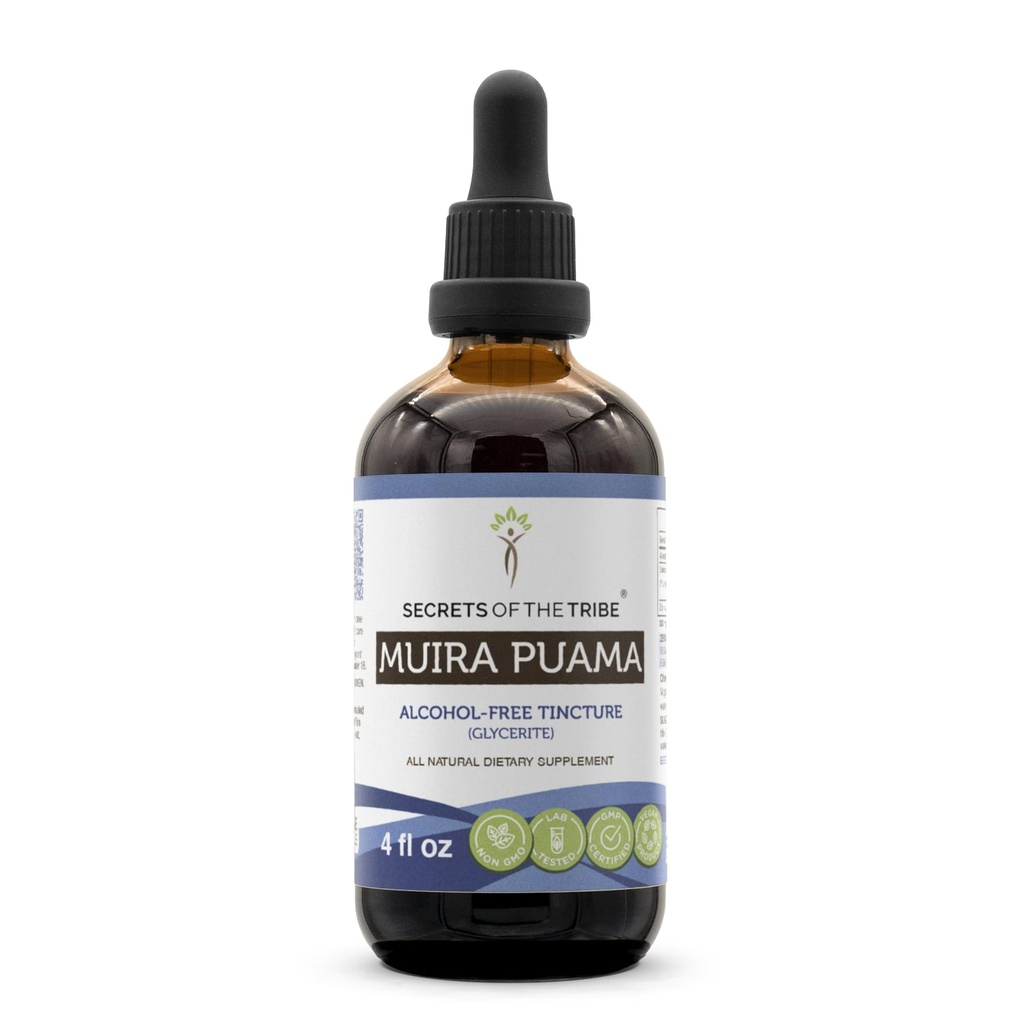 Tajemství Tribe Muira Puama Tincture Alcohol- Free Liquid Extract, Muira Puama (Ptychoptetalum Olacoides) Sušený Bark (4 FL OZ)