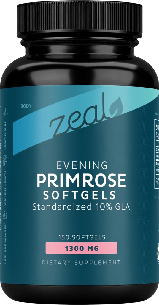 Evening Primrose Oil Kapsle (150 Liquid Softgels PHAR124; 1300mg) Premium Evening Primrose Oil - Natural- Sourced Hormon Supplement for Women - Cold Pressed w. 10% GLA