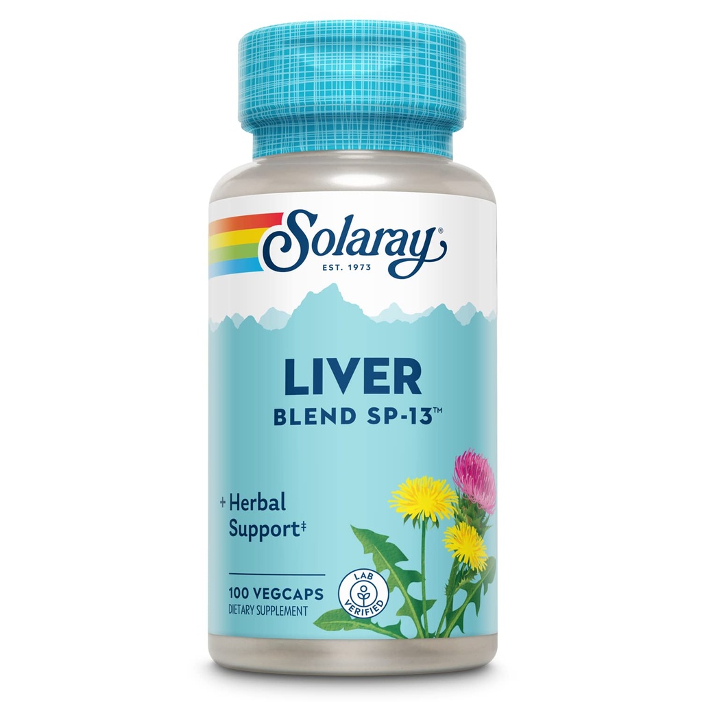 SOLARAY Jaterní mísení SP-13 - Tradiční bylinná podpora s mléčným Thistle Extract, Pampeliška kořen, Burdock, Kelp, Peppermint a stopové minerály - 60denní záruka, 100 porcí, 100 VegCaps