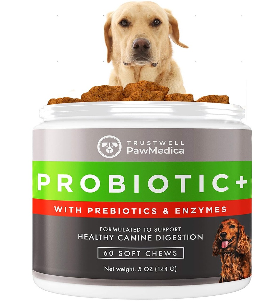 PawMedica Dog Probiotics and Digestive Enzymes, Probiotika pro psy Made in USA, Pet Probiotic Chews for Dogs, Prebiotics & Probiotic Dog Digestive Support, Probiotic Treats - 60 Dog Probiotic Chews